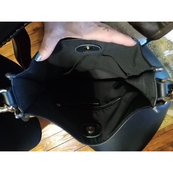 Ah Dorned Black Leather Crossbody Bag with Stripe Strap - Picture 8 of 16